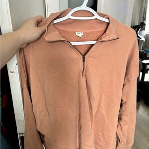 Aerie Orange Quarter-Zip Pullover